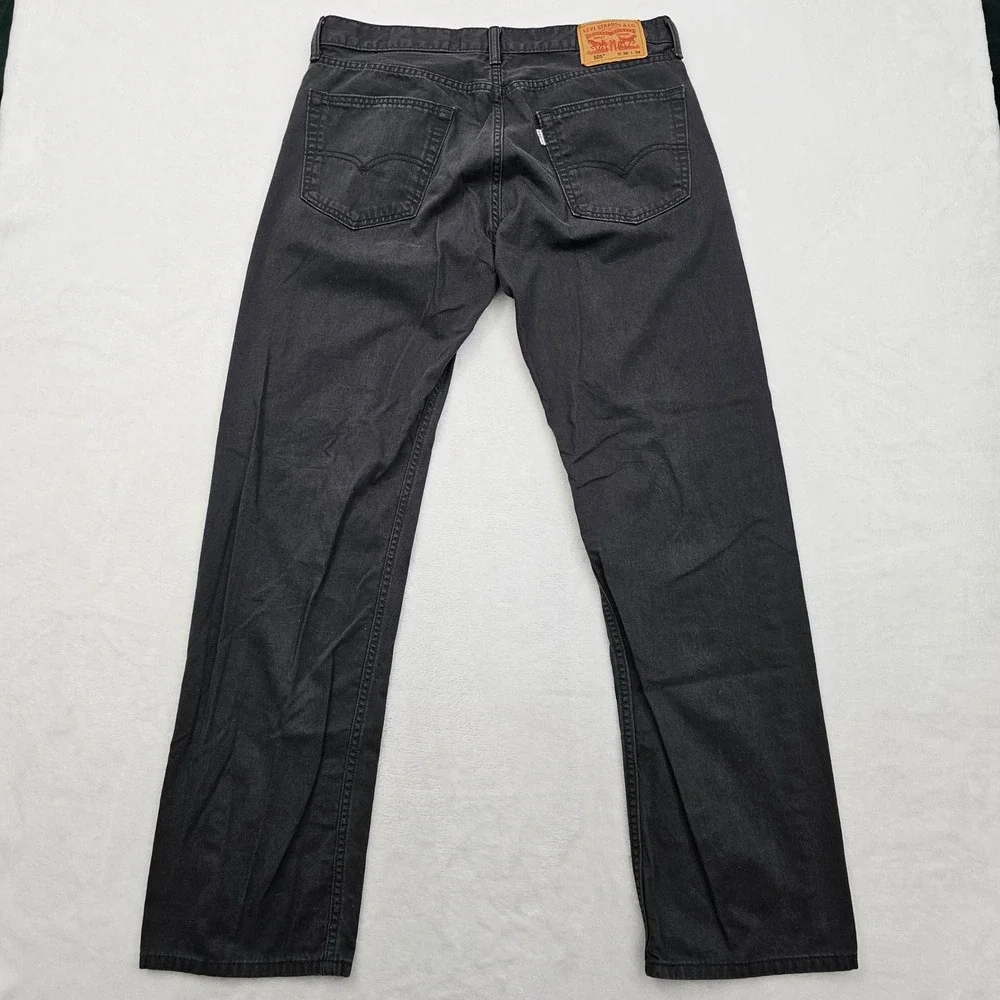 Levi's 505 Jeans Mens 36x32 Black Faded‎ Regular Straight White Tab Denim Skater